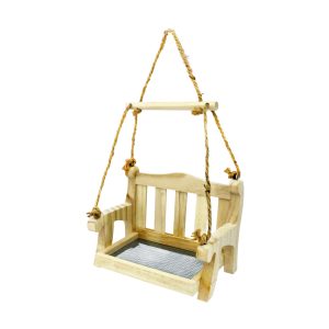 Alimentador de pájaros de diseño tipo banca colgante con malla. Perfecta para colocar semillas en su base | ORGILL