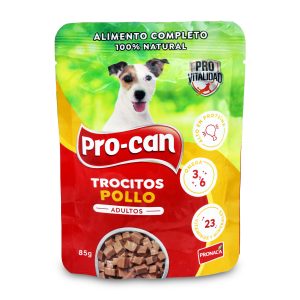 Alimento húmedo para perros 100% natural con trocitos jugosos de POLLO; 85 gr. | PRO-CAN